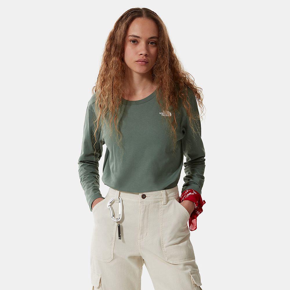 The North Face Long Sleeve Womens Australia - The North Face Simple Dome Long-Sleeve Green (WKB-0327